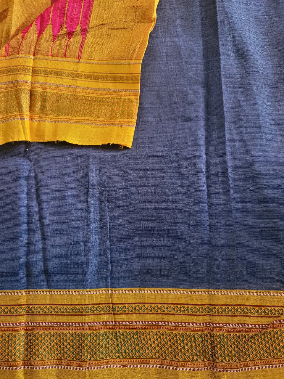 Blue Ilkal Cotton Saree Silk Pallu