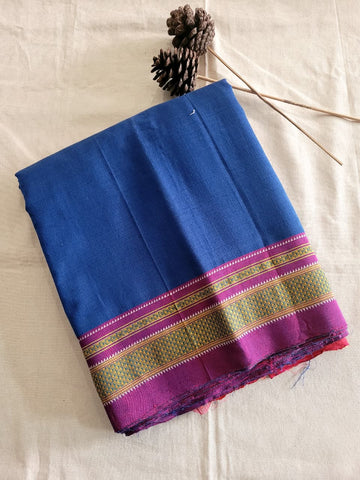Navy blue Ilkal Cotton Saree Silk Pallu