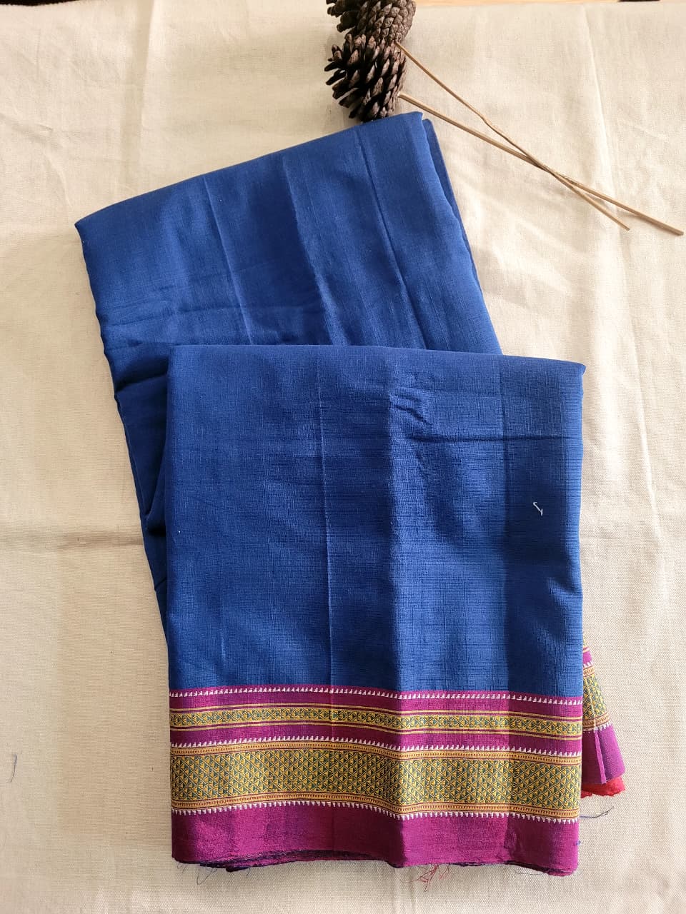 Navy blue Ilkal Cotton Saree Silk Pallu