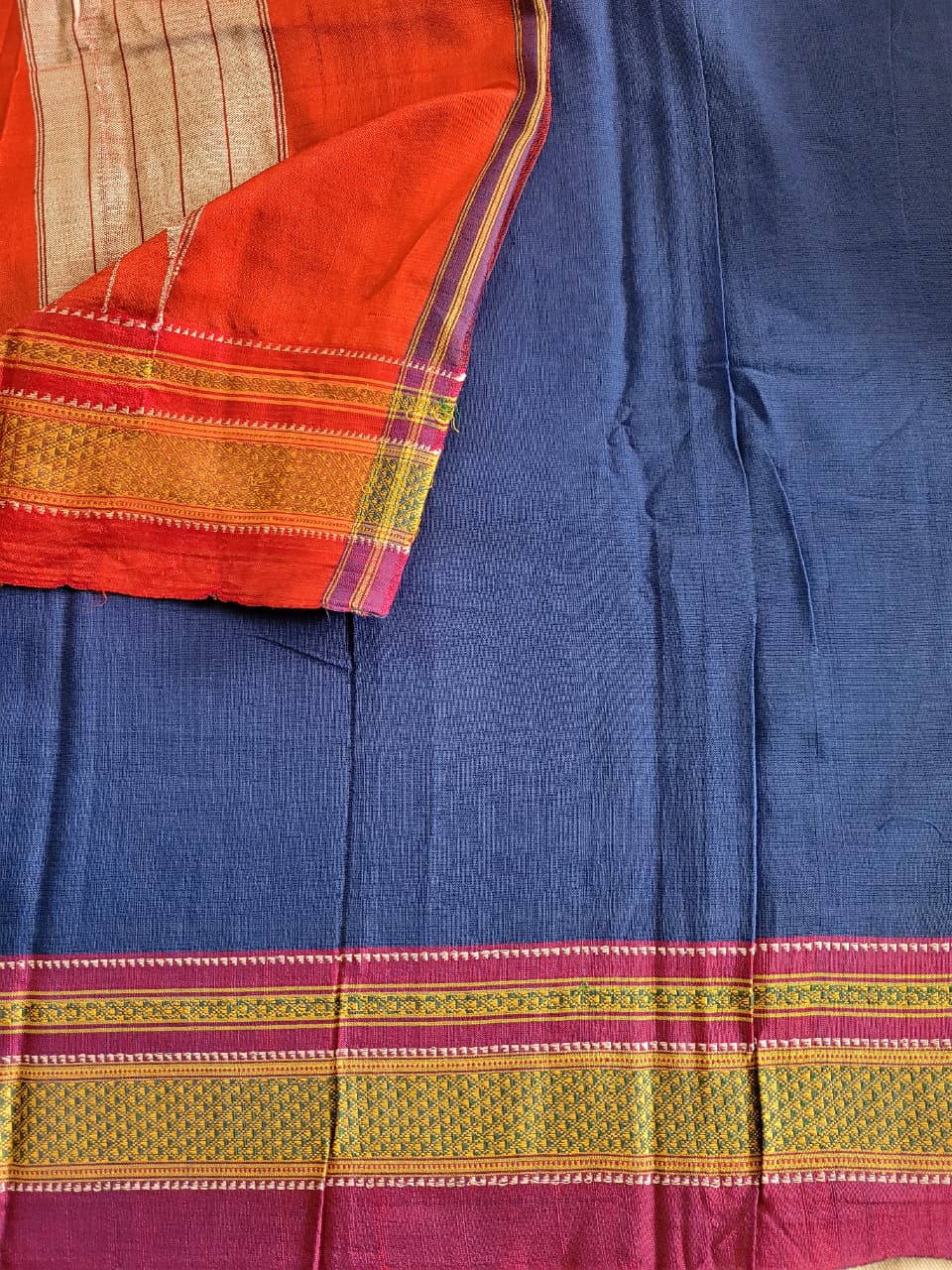 Navy blue Ilkal Cotton Saree Silk Pallu