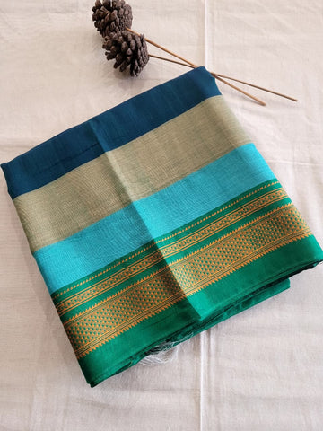 Multi colour Ilkal Cotton Saree Silk Pallu