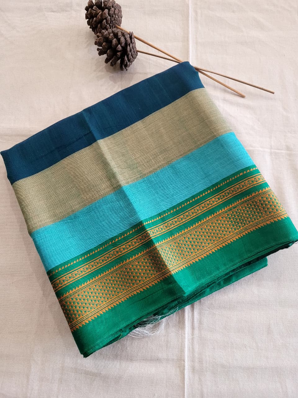 Multi colour Ilkal Cotton Saree Silk Pallu