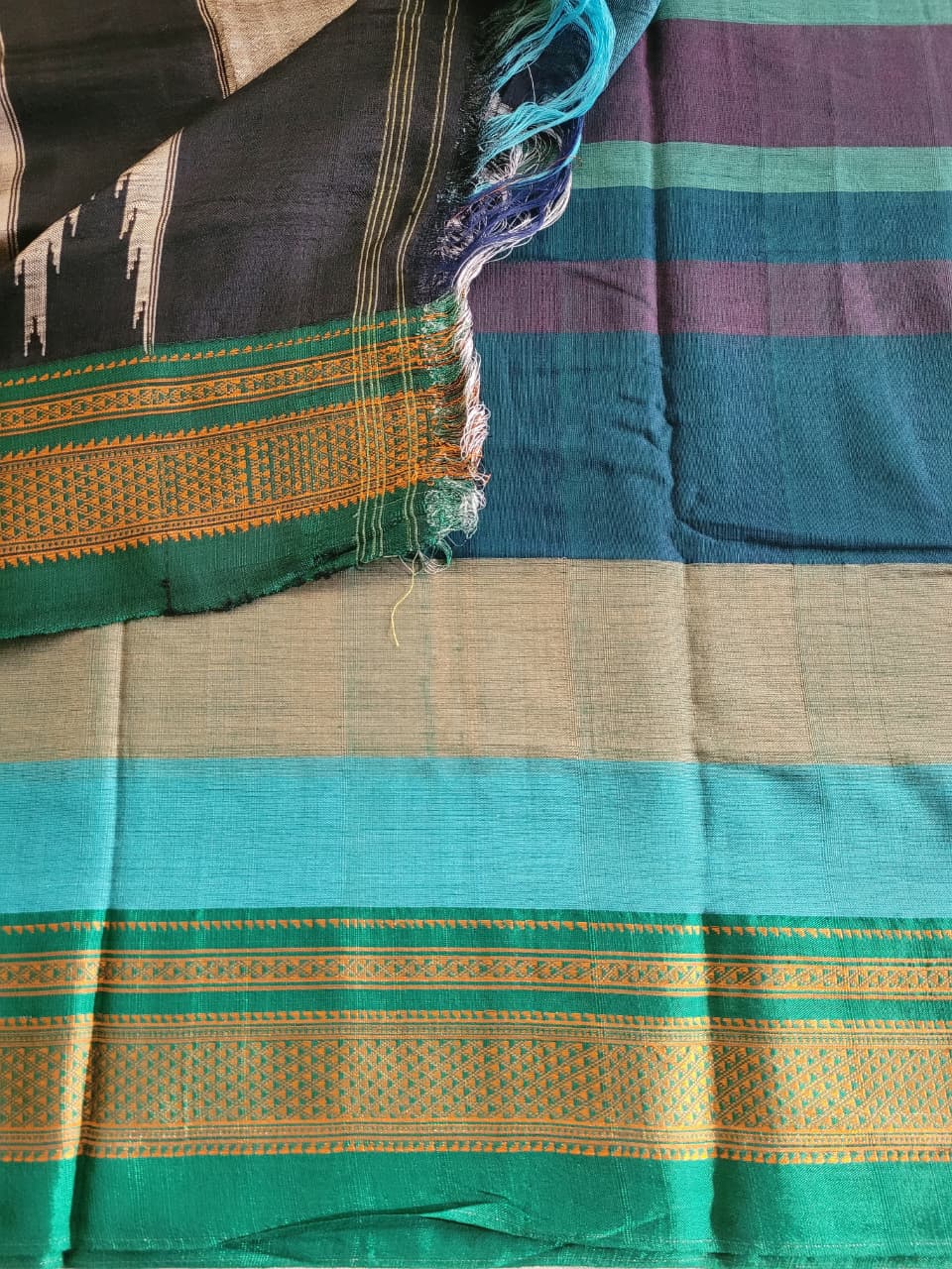 Multi colour Ilkal Cotton Saree Silk Pallu