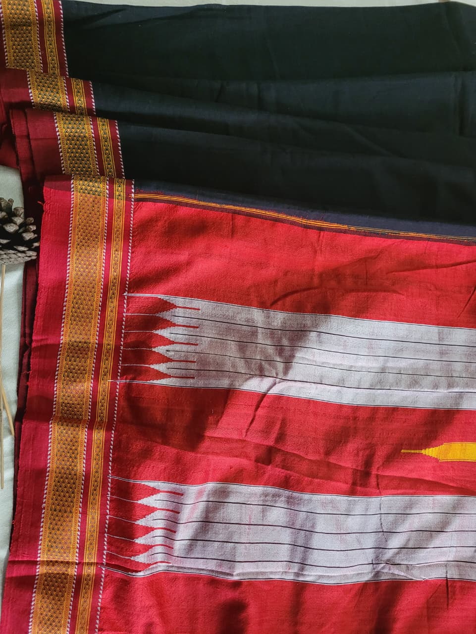 Black Ilkal Cotton Saree Silk Pallu