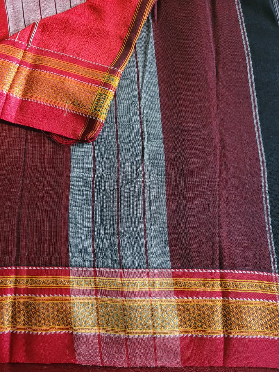 Black Ilkal Cotton Saree Silk Pallu