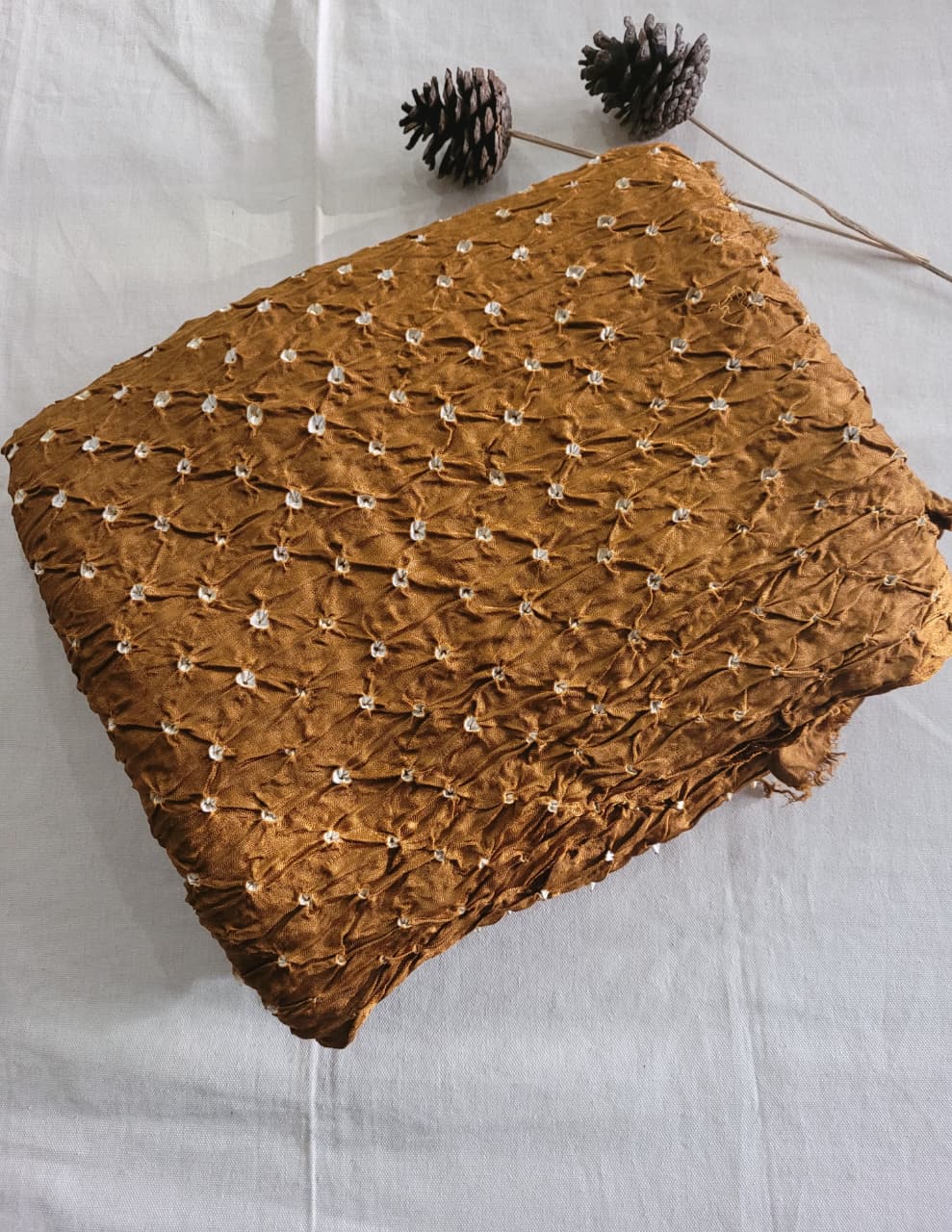 Brown Bandhani Gajji Silk Saree