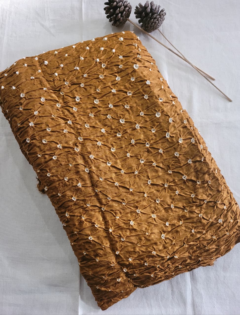 Brown Bandhani Gajji Silk Saree