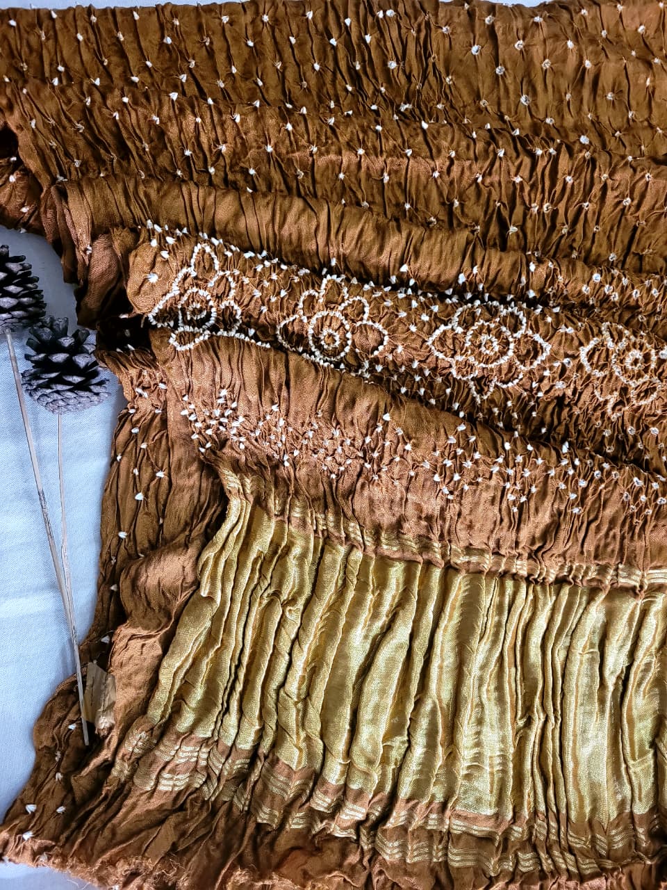 Brown Bandhani Gajji Silk Saree