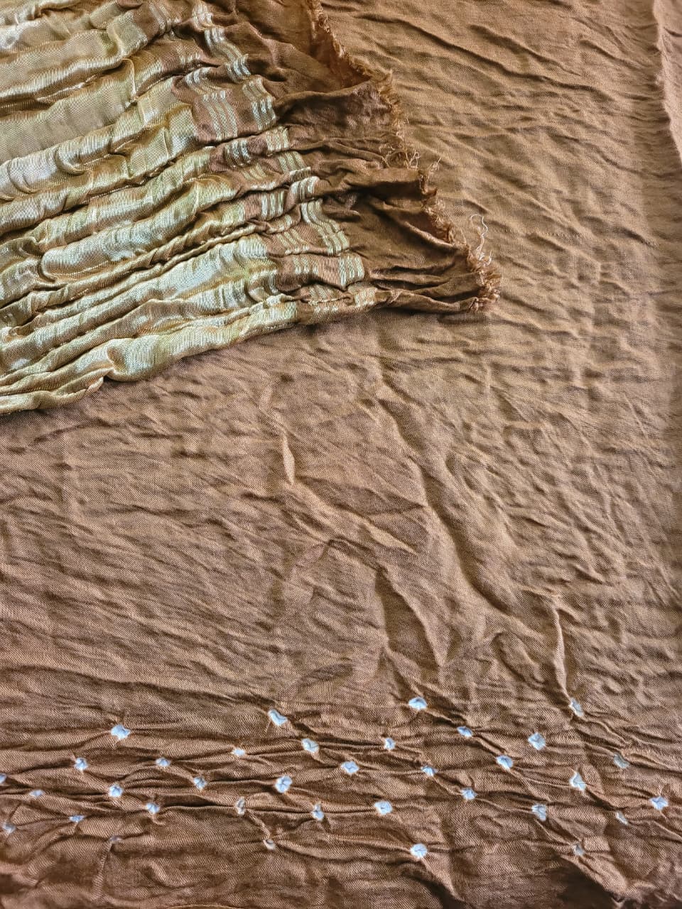 Brown Bandhani Gajji Silk Saree
