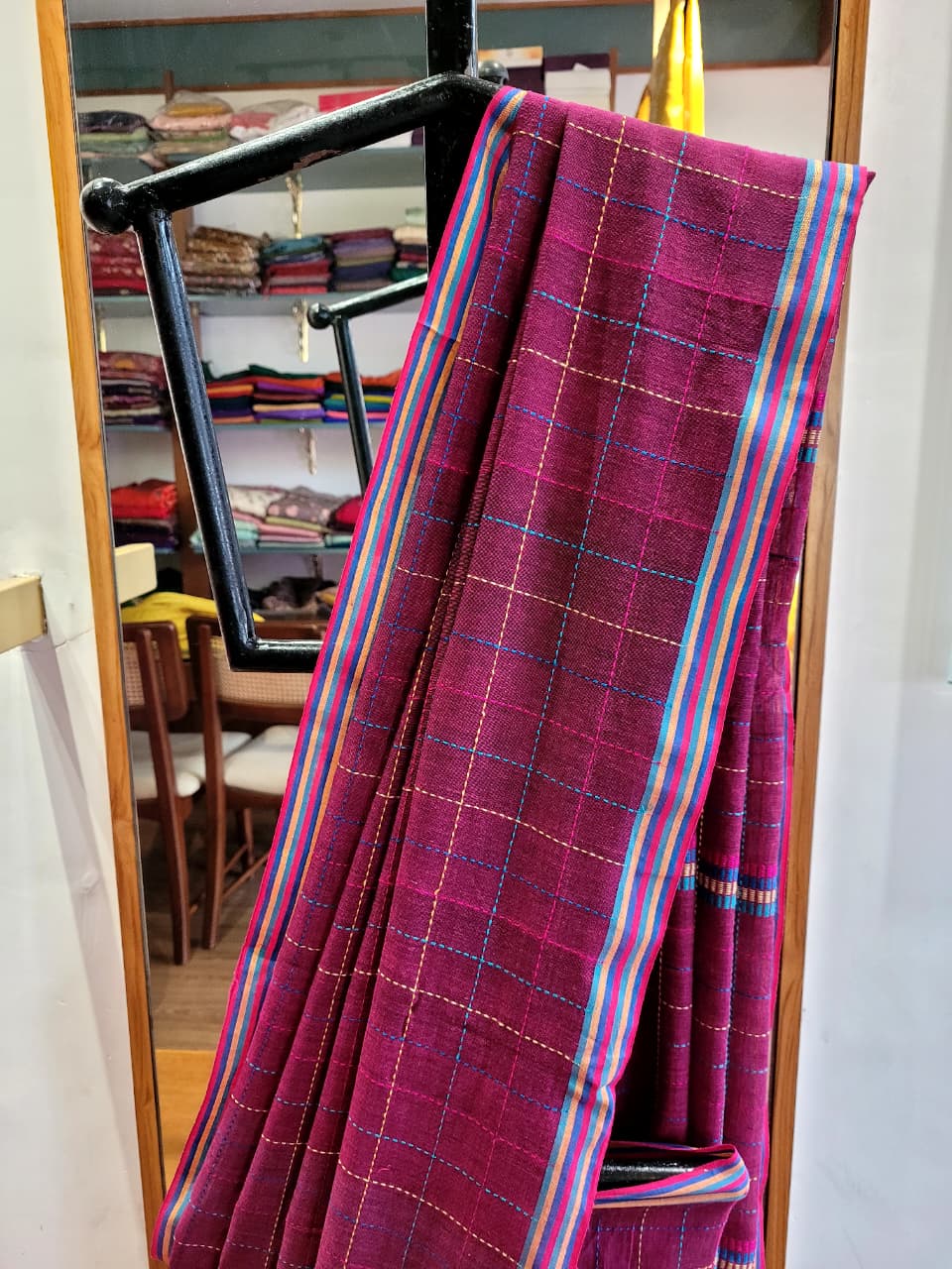 Purple Cotton Kantha  saree
