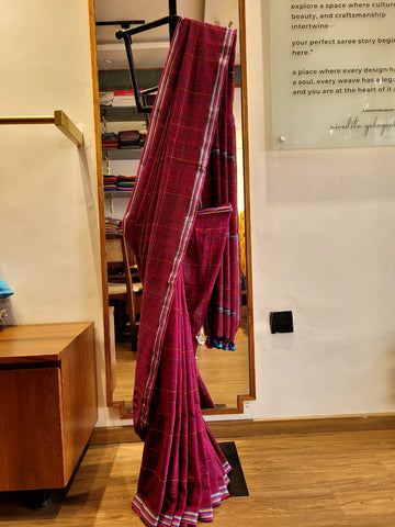 Purple Cotton Kantha  saree