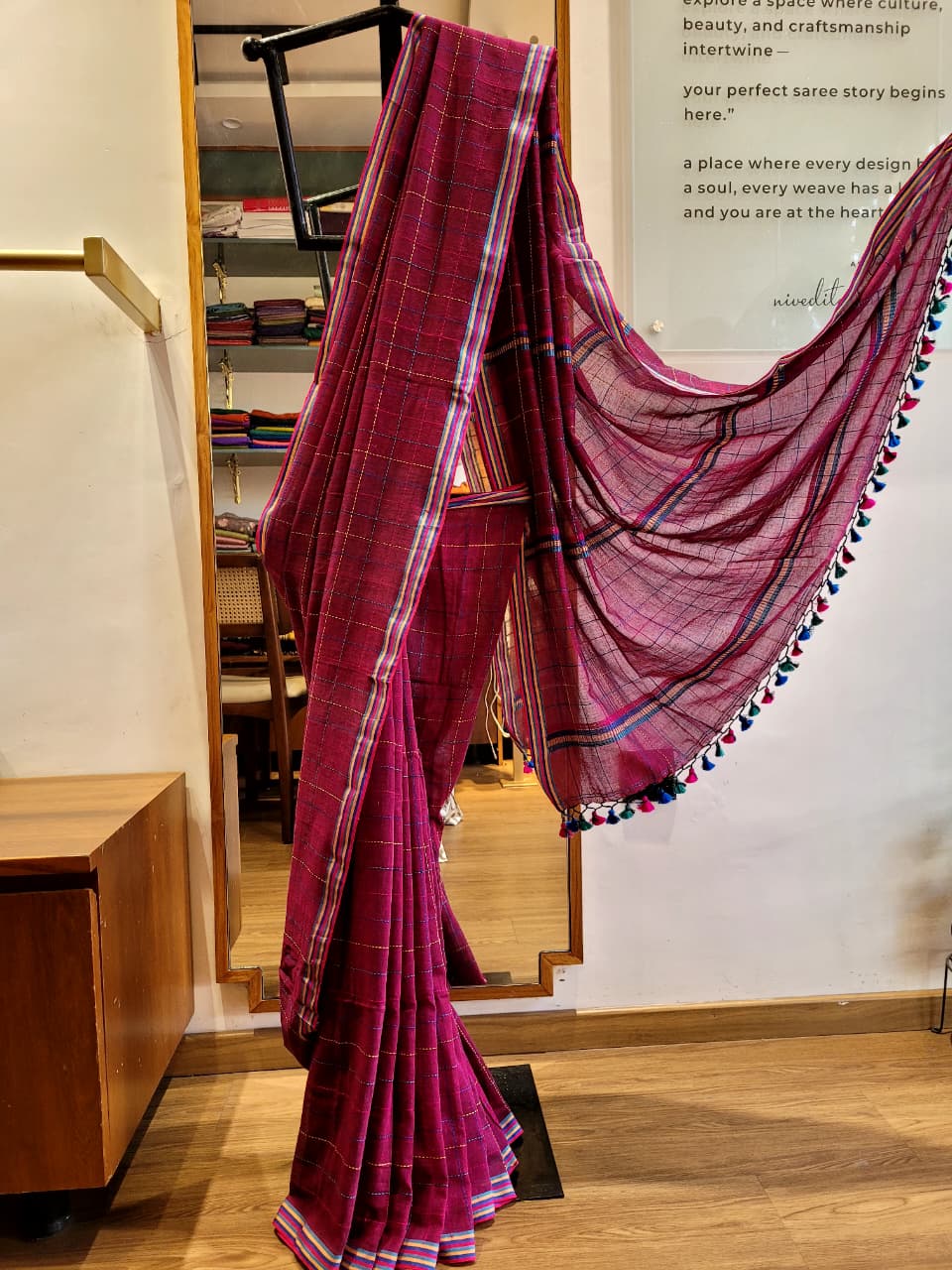 Purple Cotton Kantha  saree