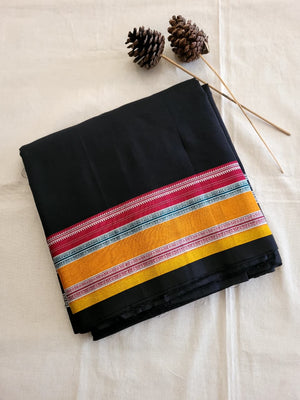 Black3 Ilkal Cotton Saree Silk Pallu