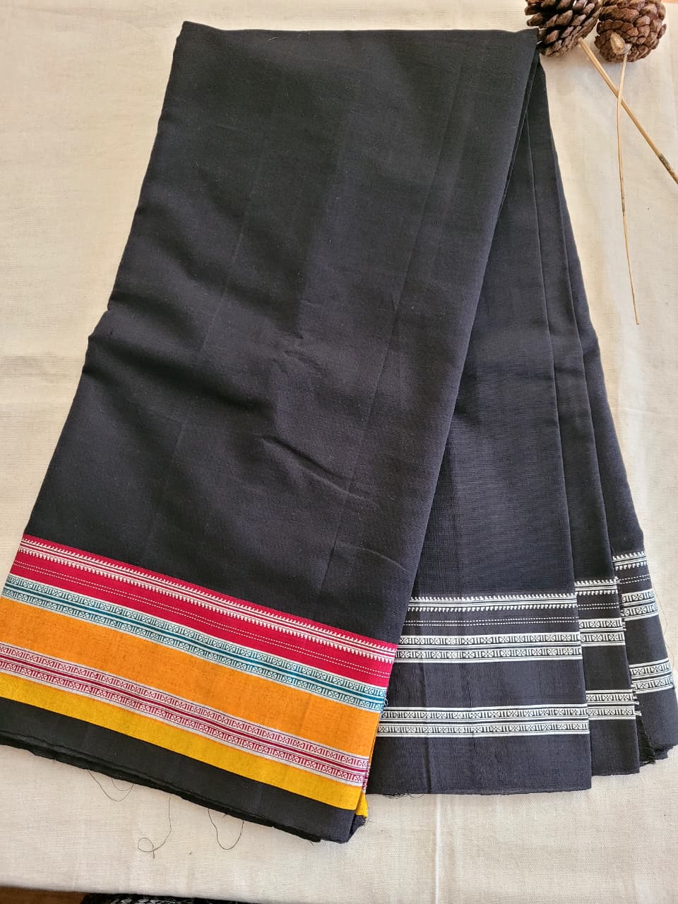 Black3 Ilkal Cotton Saree Silk Pallu
