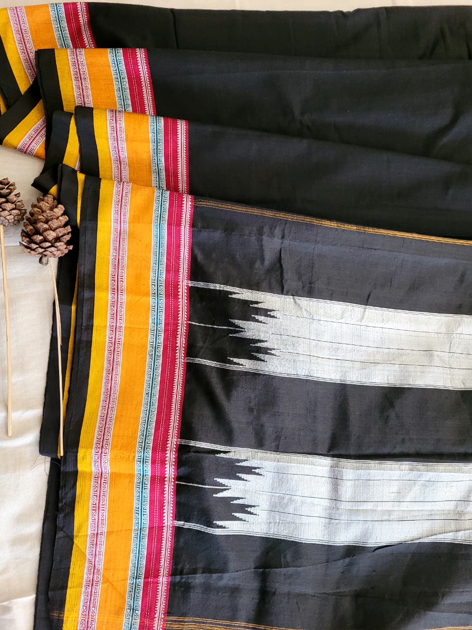 Black3 Ilkal Cotton Saree Silk Pallu