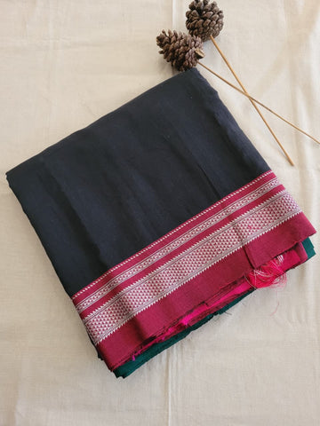 Black4 Ilkal Cotton Saree Silk Pallu