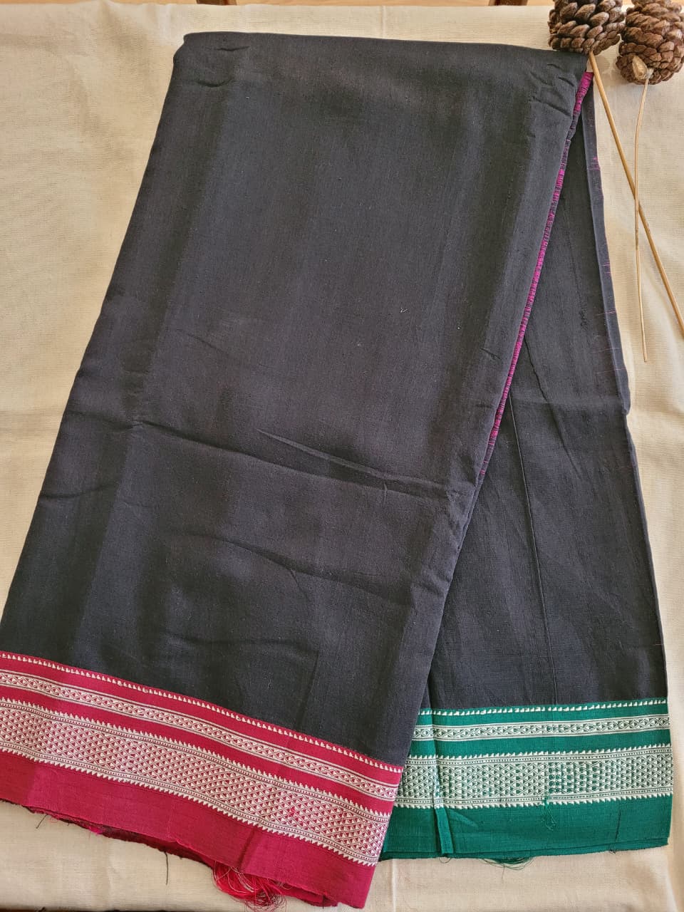 Black4 Ilkal Cotton Saree Silk Pallu