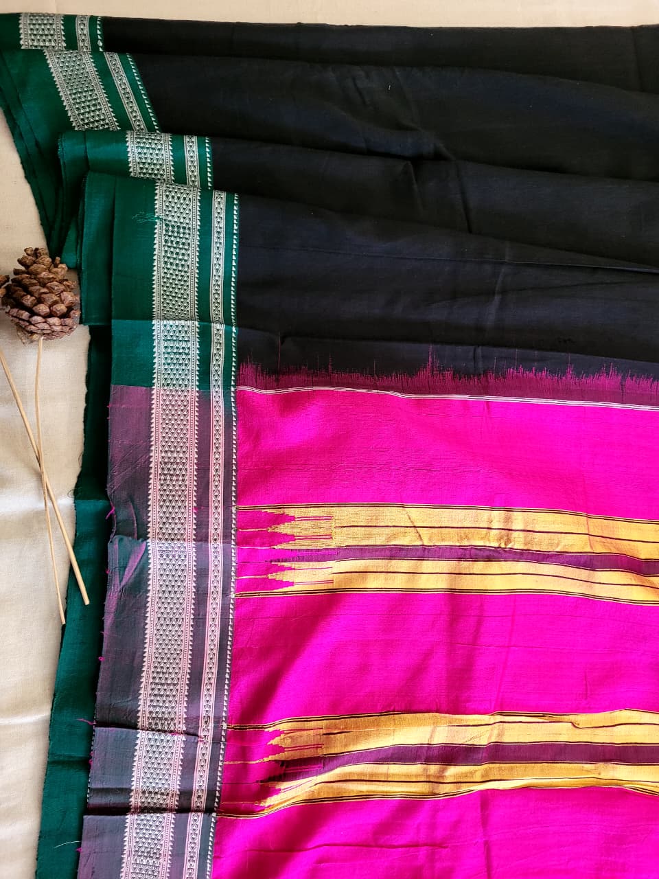 Black4 Ilkal Cotton Saree Silk Pallu