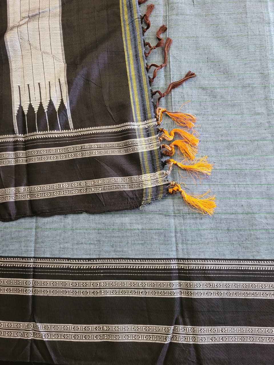 Grey Ilkal Cotton Saree Silk Pallu