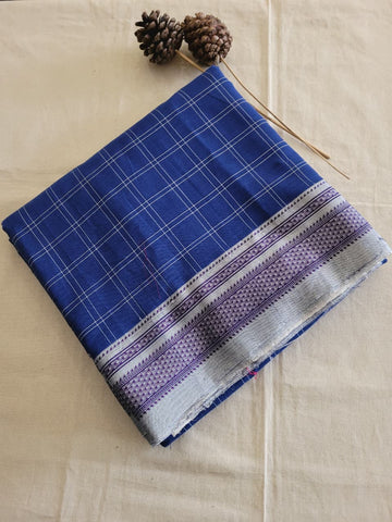 Checked Ilkal Cotton Saree Silk Pallu