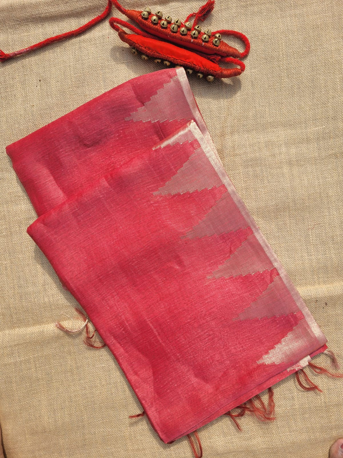 Pink Mandira Linen Saree