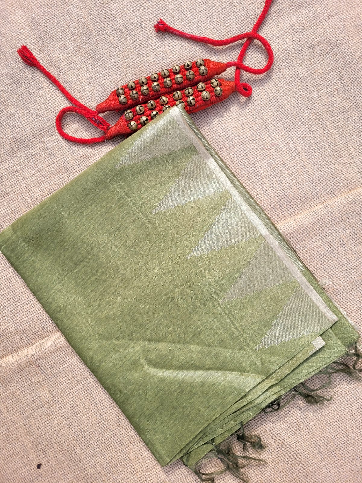 Green Mandira Linen Saree