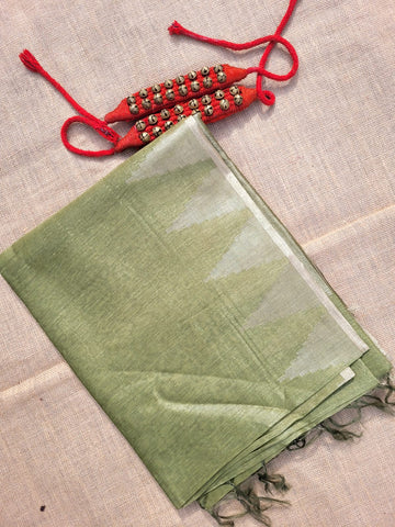 Green Mandira Linen Saree