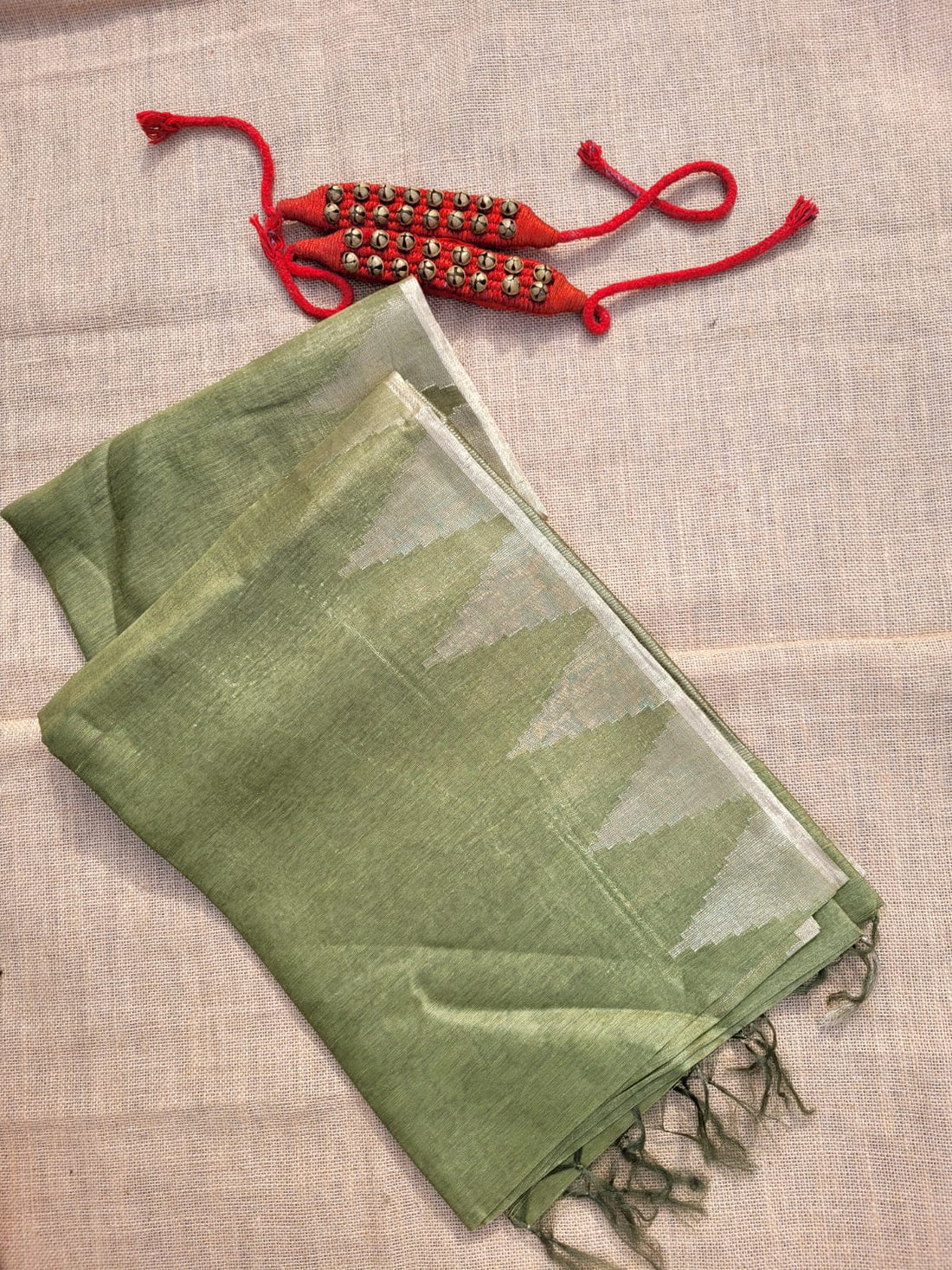 Green Mandira Linen Saree