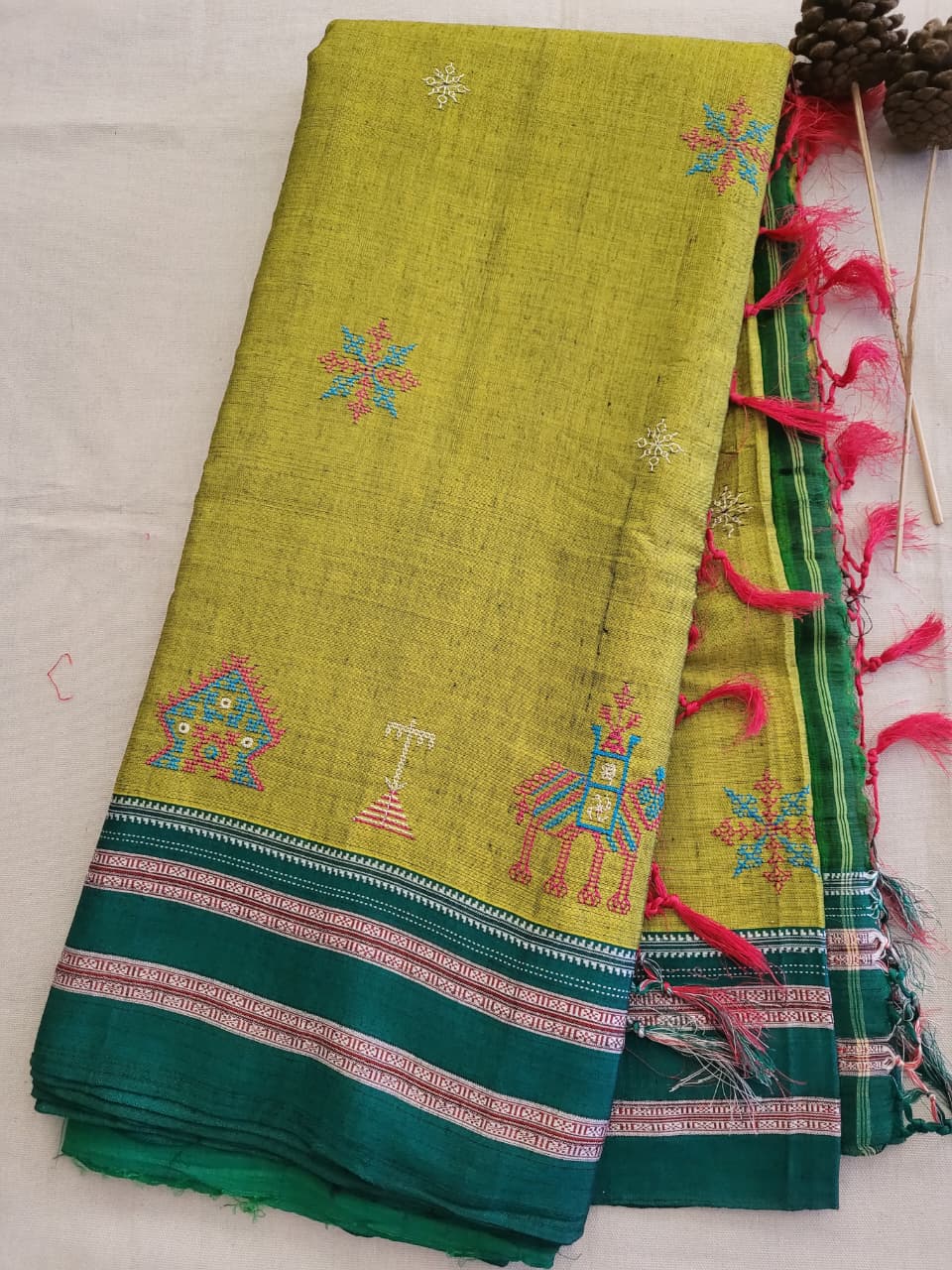 Ilkal Viscose Saree Silk Pallu