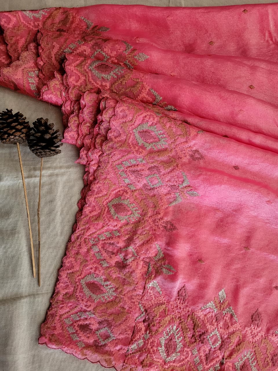 Pink Embroidery Saree