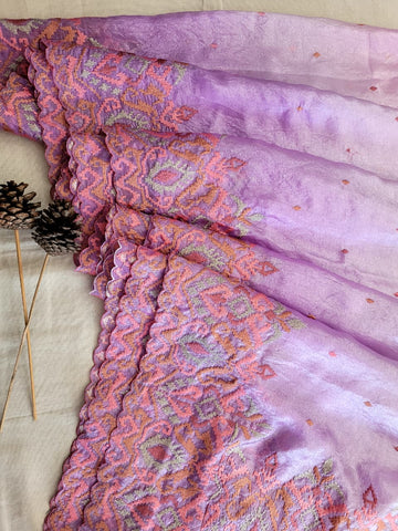 Lavender Embroidery Saree