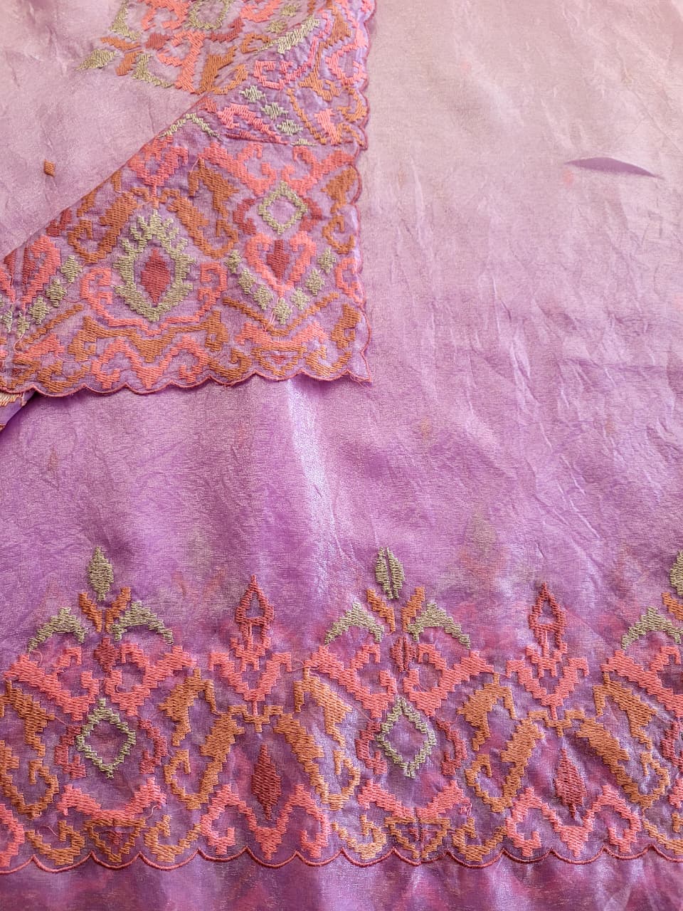 Lavender Embroidery Saree