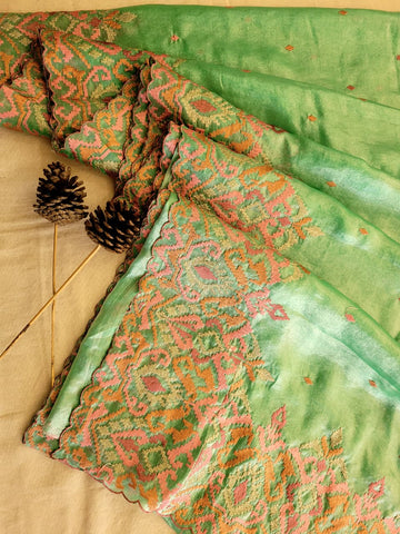 Green Embroidery Saree