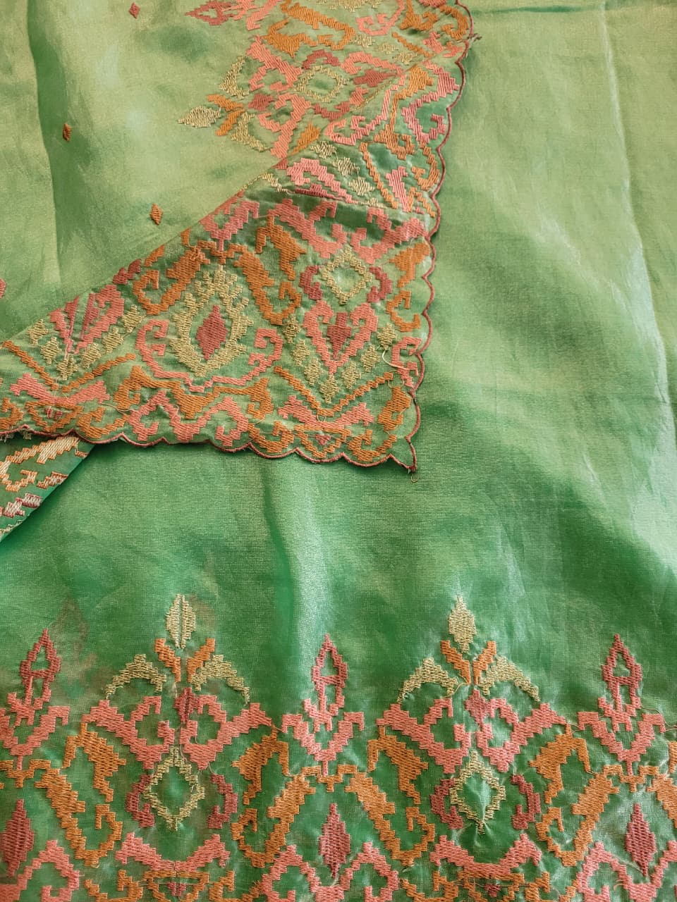 Green Embroidery Saree