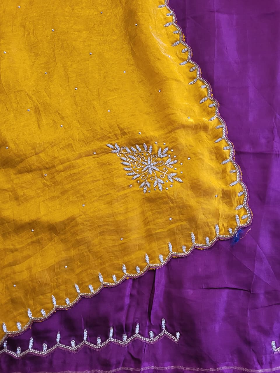 Yellow Cutdana Saree