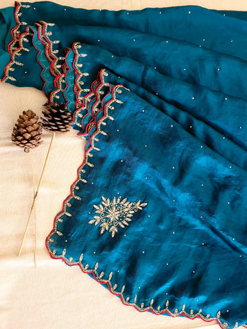 Blue Cutdana Saree