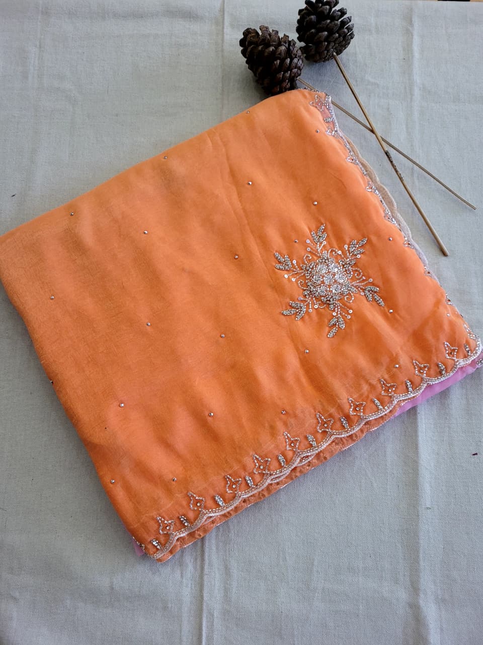 Orange Dualtone Partwear Saree