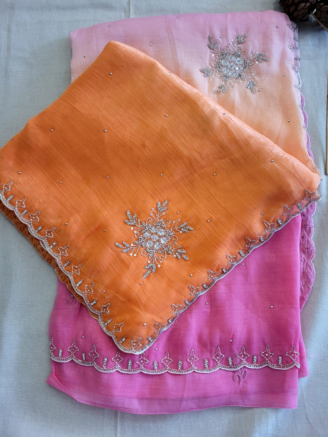 Orange Dualtone Partwear Saree