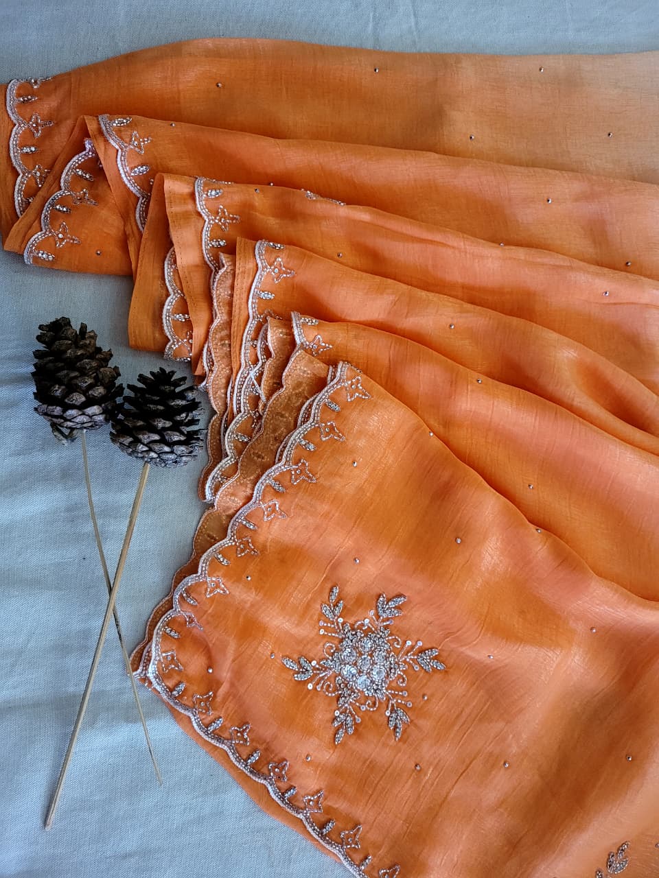 Orange Dualtone Partwear Saree