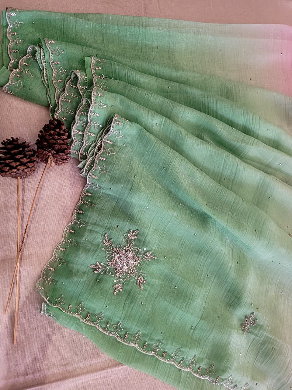 Green2 Dualtone Partywear Saree