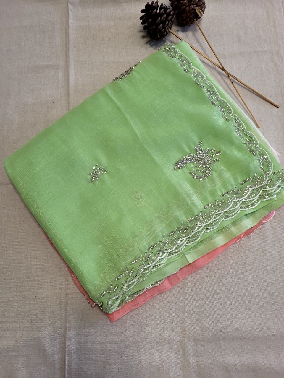 Green Dualtone Partywear Saree