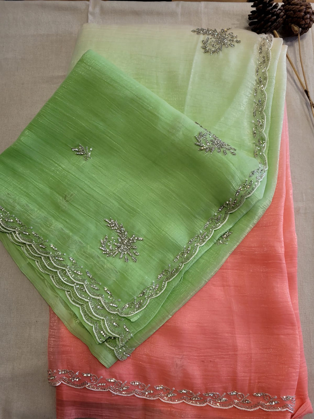 Green Dualtone Partywear Saree