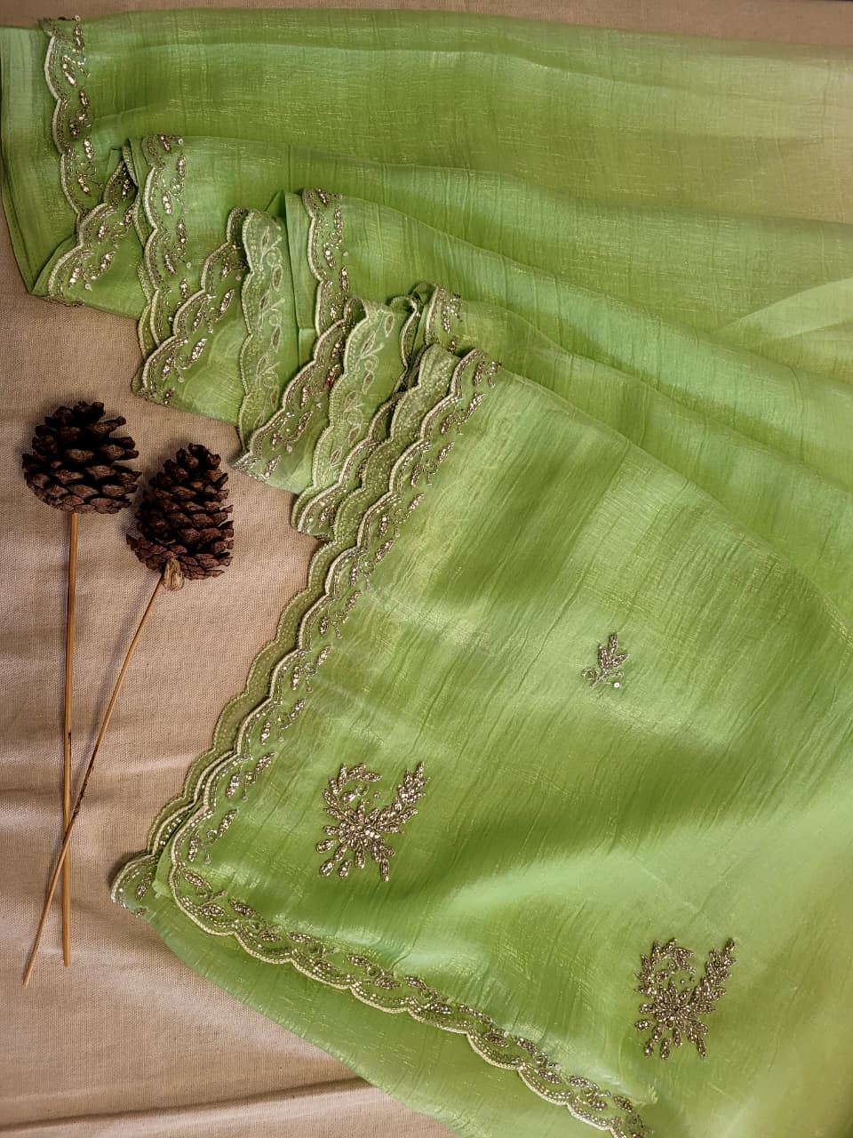 Green Dualtone Partywear Saree