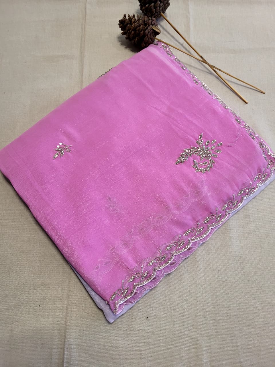 Pink Dualtone Partywear Saree