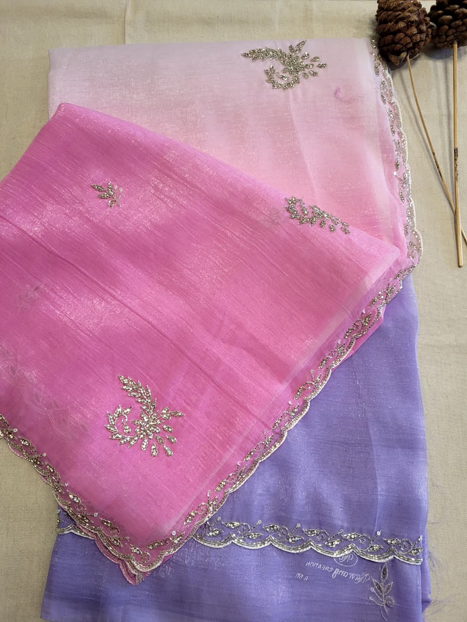 Pink Dualtone Partywear Saree