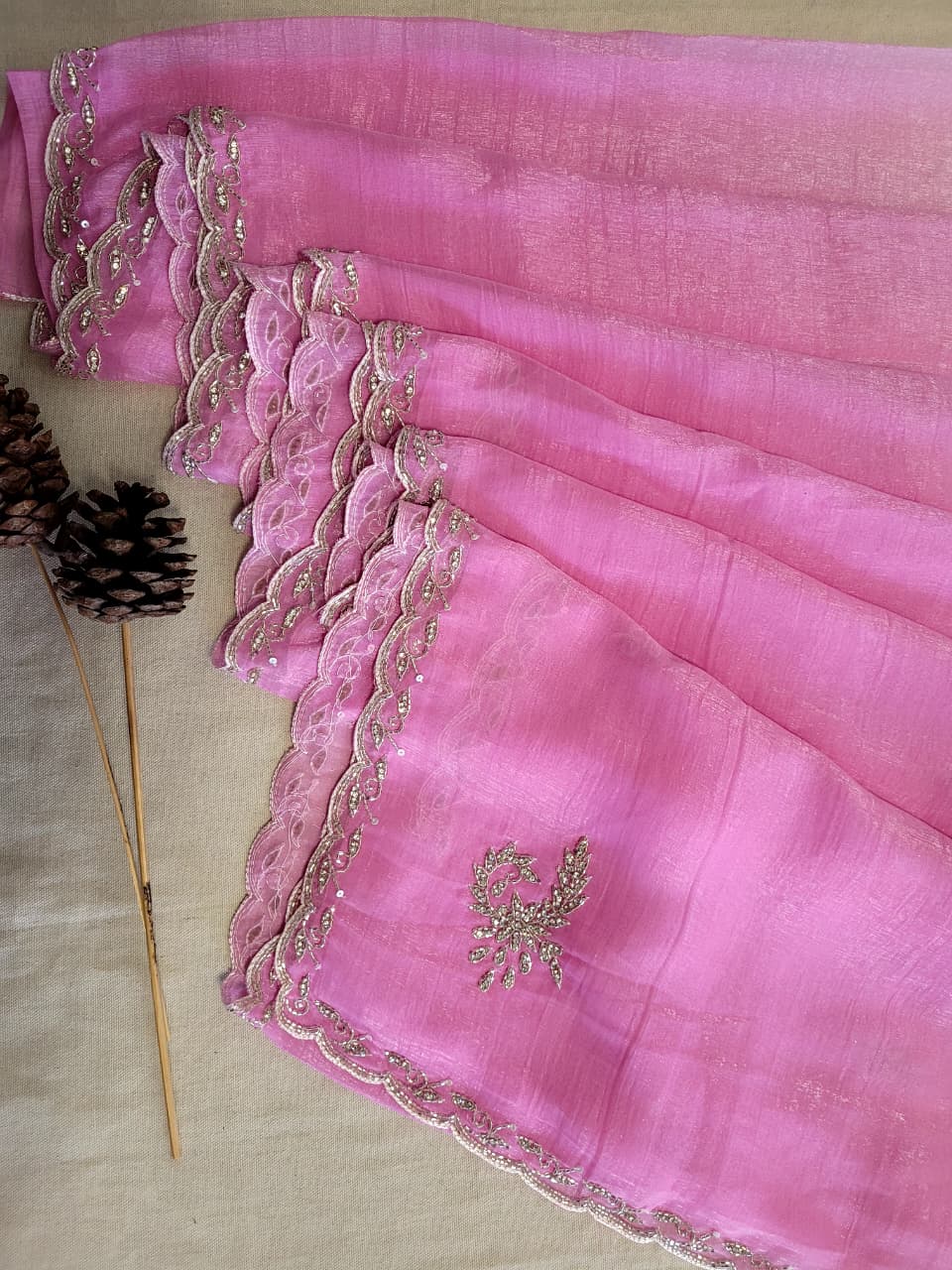 Pink Dualtone Partywear Saree
