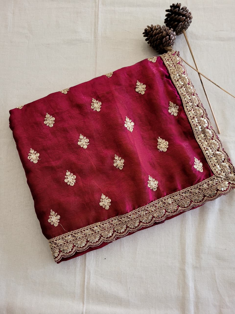 Wine Partywear Saree
