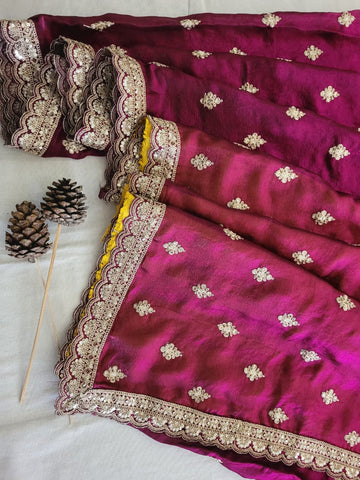 Wine Partywear Saree