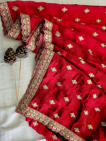 Red Partywear Saree