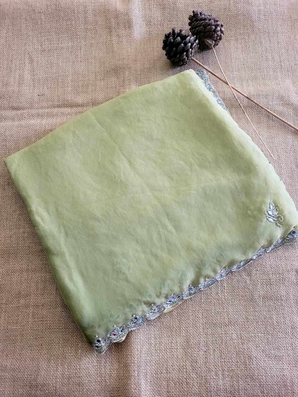 Green Mirrorwork Saree TS009